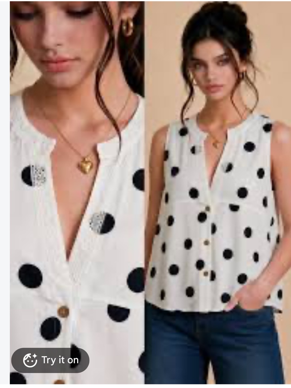 LOFT White Sleeveless Polka Dot V-Neck Tank